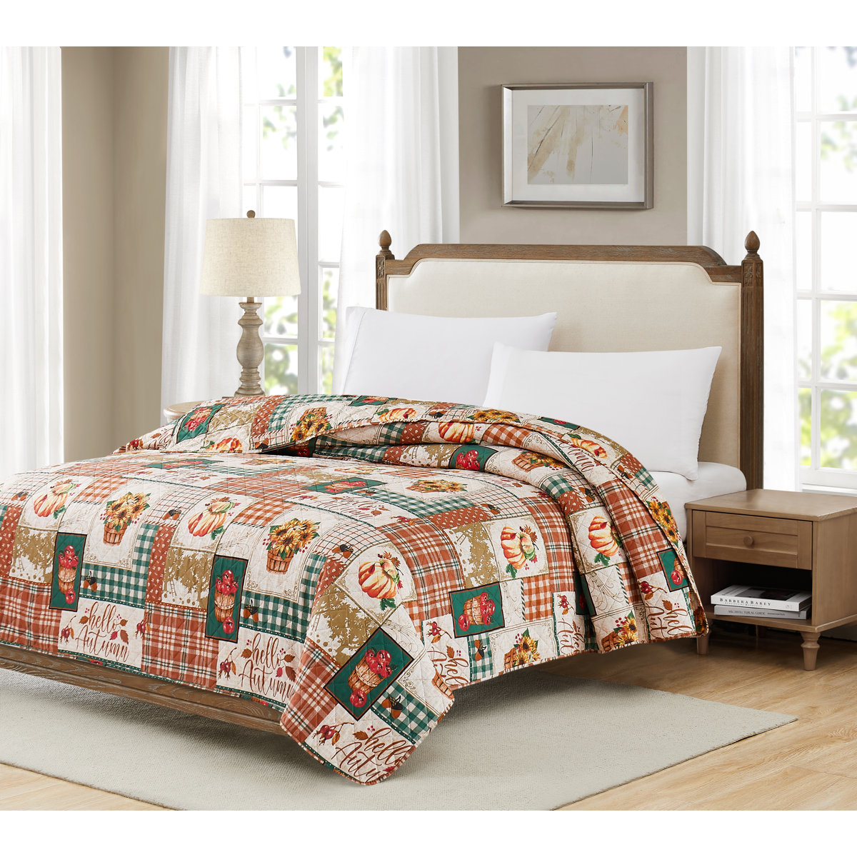 Harvest Patchwork Quilted Curtains NCU0NTV957 main image 0